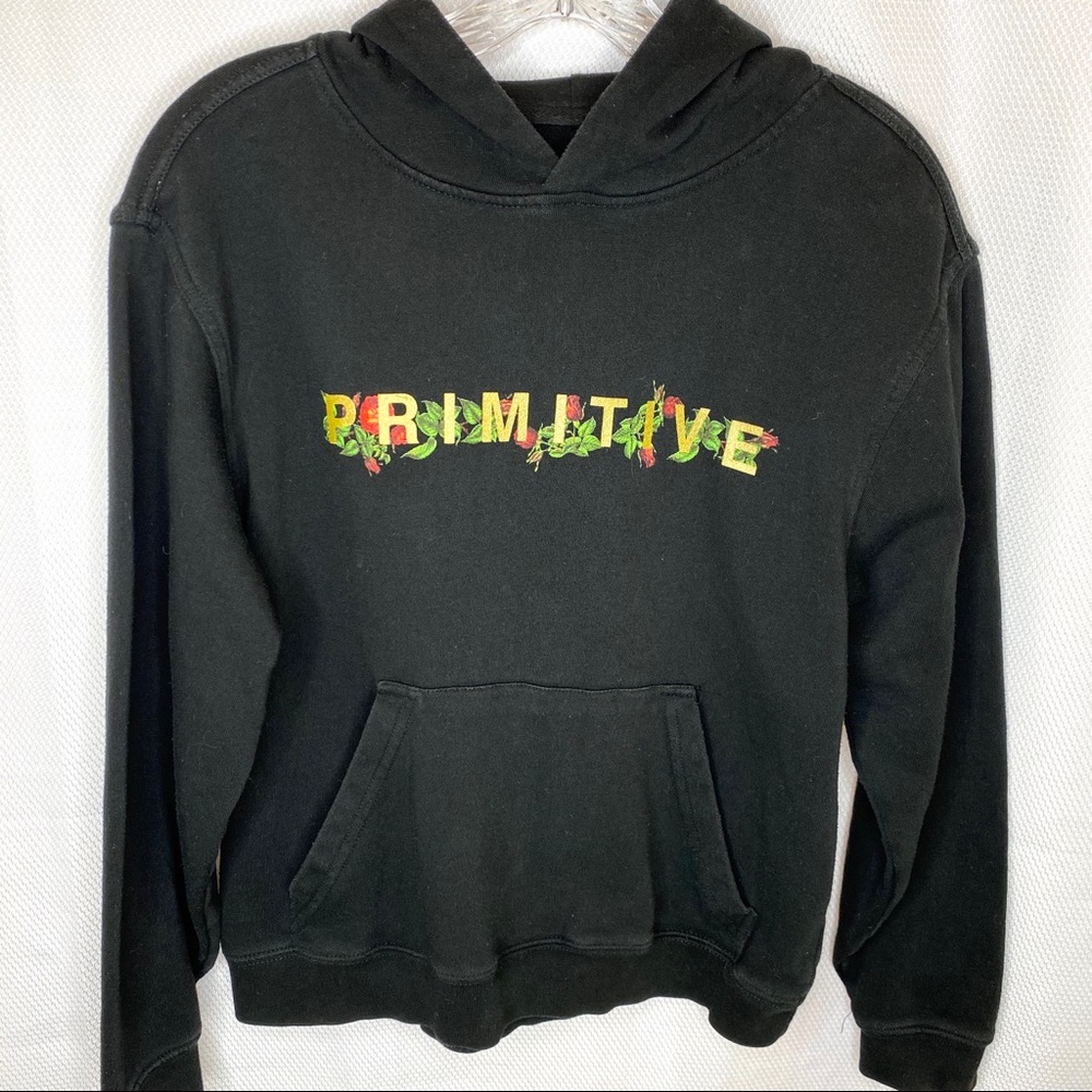 PRIMITIVE Black Hoodie M Gold logo & roses